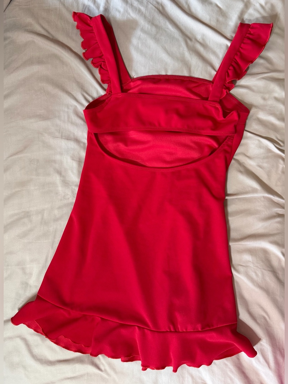 Red Ruffle Strap Sundress (medium) - Picture 4 of 4